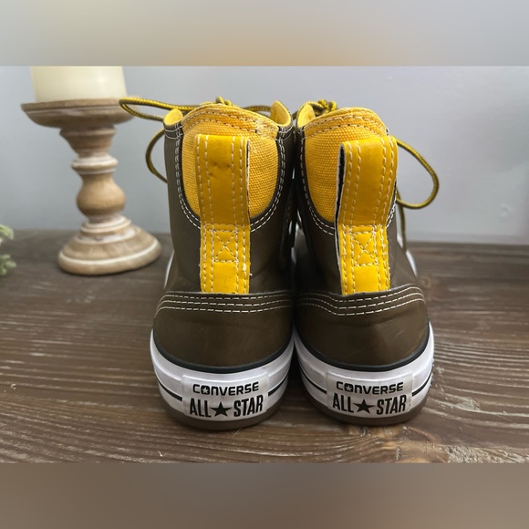 Converse Chuck Taylor City Hiker Leather High Top Sneakers Brown Yellow Sz 7M 9W - Picture 4 of 16